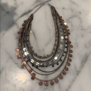 Multi colored coin statement necklace